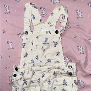 Calvin Klein Cream Floral Overalls 3T Kids